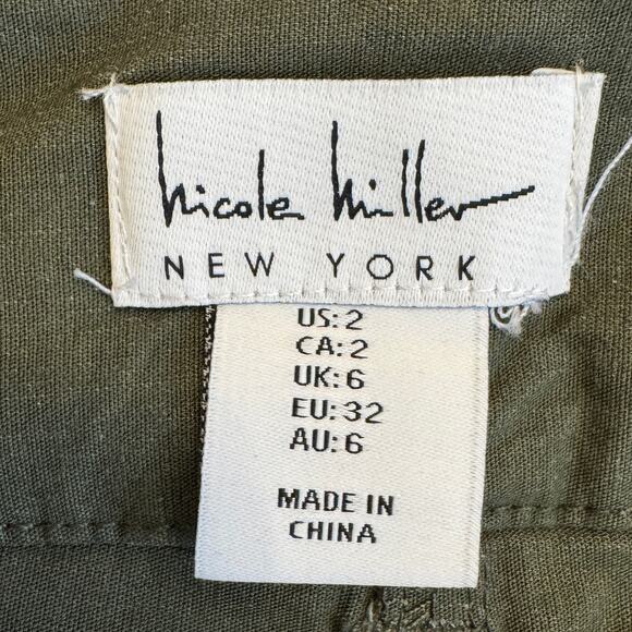 Nicole Miller Colette Cropped Hi-Rise Straight Leg Pants Olive Green Size 2 NWOT - Picture 8 of 10